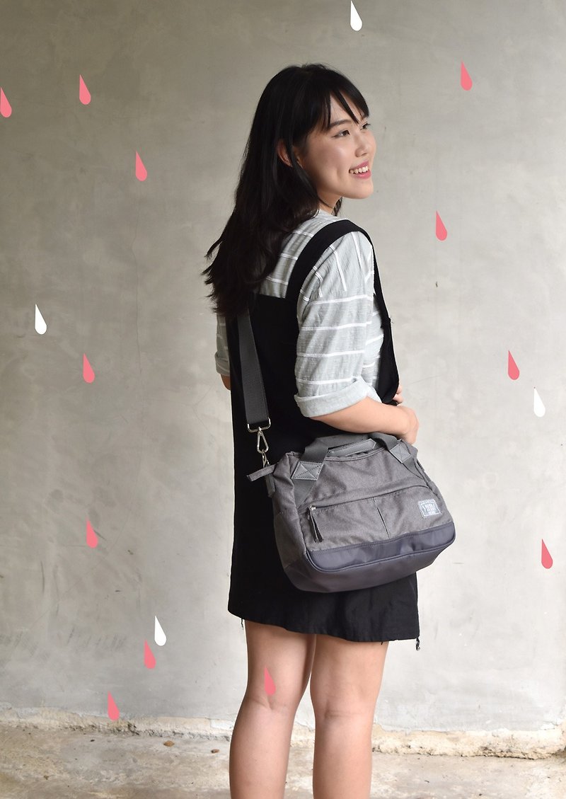 dark grey small messenger bag - Messenger Bags & Sling Bags - Polyester Gray