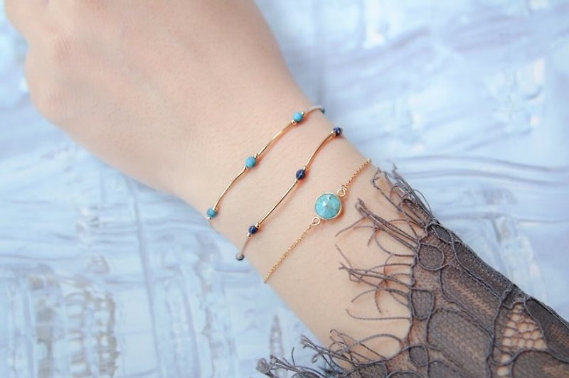 Xinggui - lapis lazuli bracelet - สร้อยข้อมือ - เครื่องเพชรพลอย สีน้ำเงิน