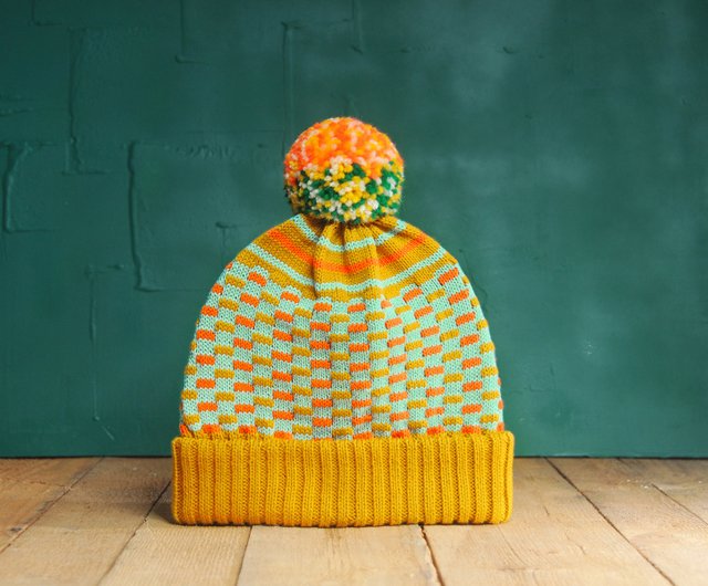 Mustard Circus Detachable PomPom Beanie Hat