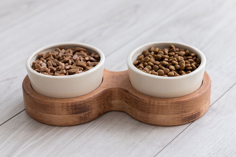 Raised cat bowls, Elevated cat bowls, Cat bowls, ceramic cat bowls - Pet Bowls - Wood 