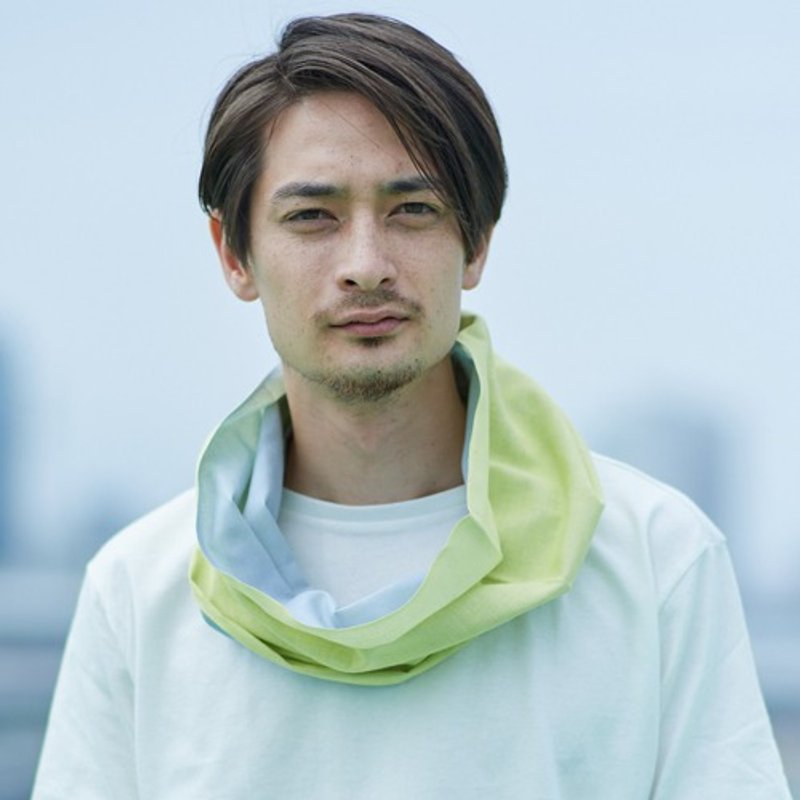 スヌード　Ooワオ　Yellow × Gray　Lサイズ - 絲巾 - 棉．麻 黃色