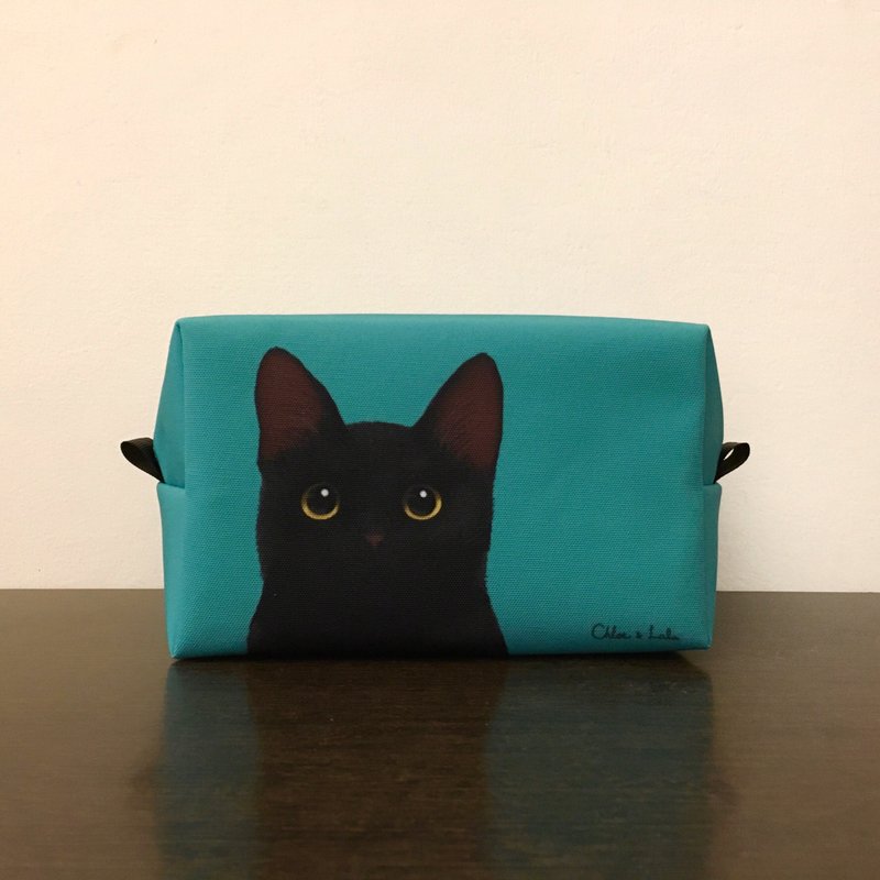 Classic Wang Meow Cosmetic Bag/Storage Bag-Black Cat - กระเป๋าเครื่องสำอาง - เส้นใยสังเคราะห์ สีเขียว