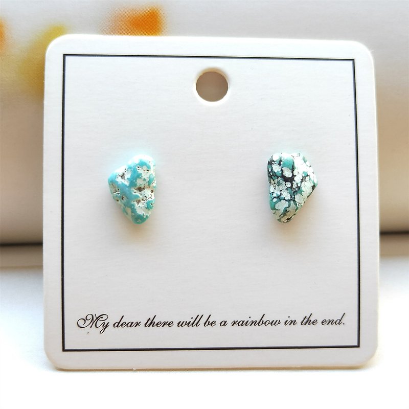 Turquoise Ear Studs Natural Stone Earrings for Women - Earrings & Clip-ons - Other Materials 