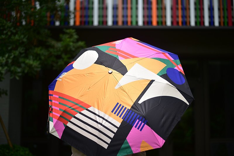 [Sister Sha's Selected] Taiwan Limited Edition Totem 99.99% Anti-UV Folding Umbrella-Geometric Space (Hand Open) - Umbrellas & Rain Gear - Other Metals Orange