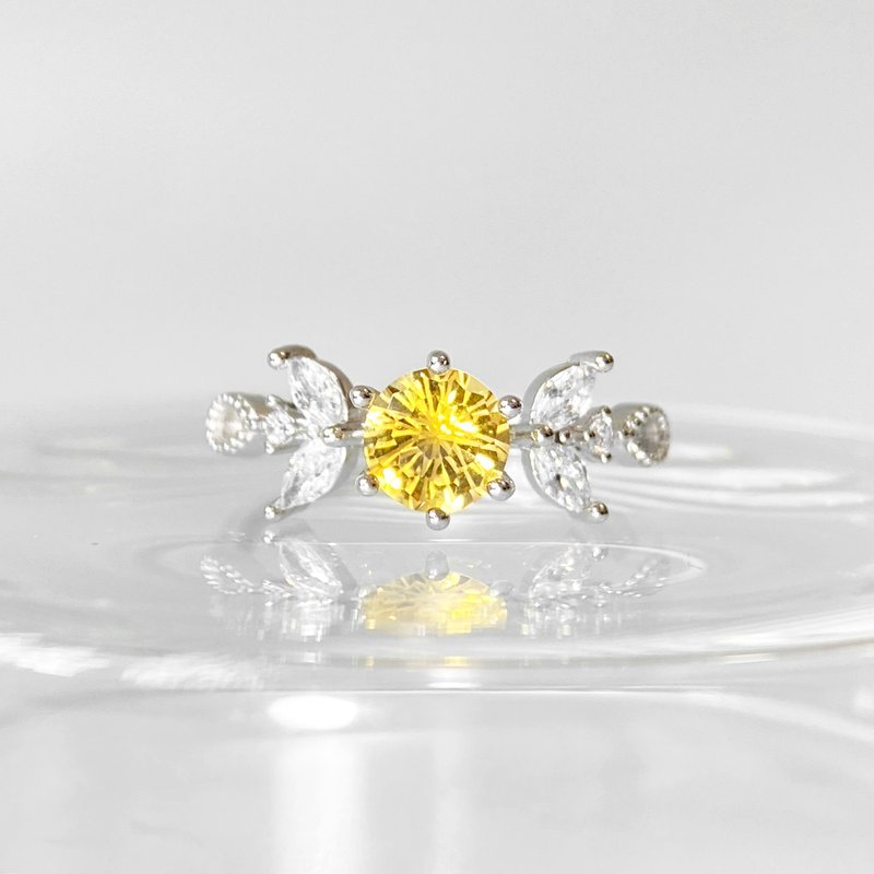 15% off for 2 pieces | Brazilian citrine sterling silver ring (special firework cut, honey color, completely clean to the naked eye) - General Rings - Sterling Silver 