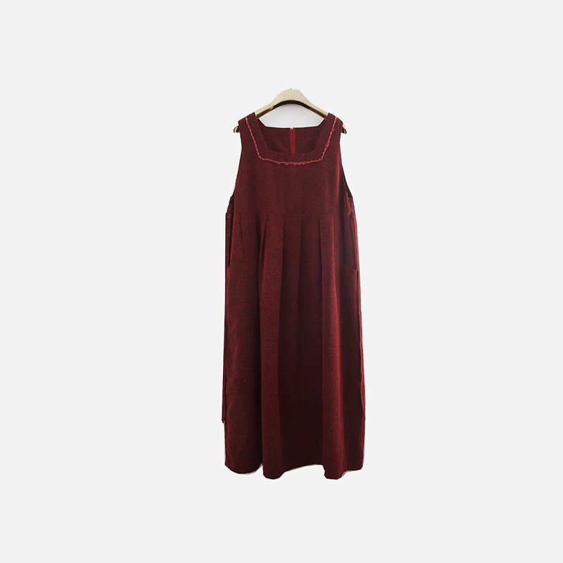 Dislocation vintage / red and black vest strap dress no.936A1 vintage - ชุดเดรส - เส้นใยสังเคราะห์ สีแดง