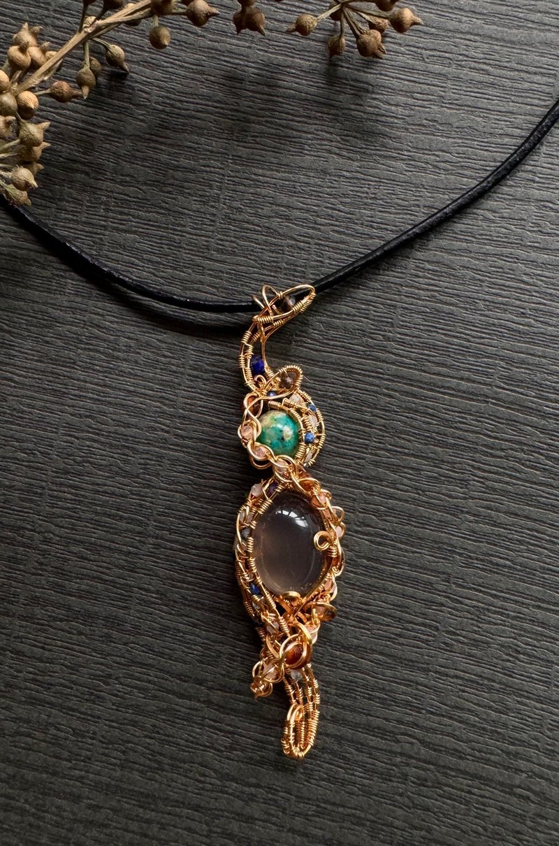 Metal braided pendant—double snakes - Necklaces - Copper & Brass Gold