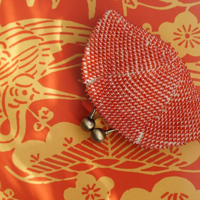 Ba-ba handmade Beads crochet pouch No.2117 - 化妝包/收納袋 - 其他材質 紅色
