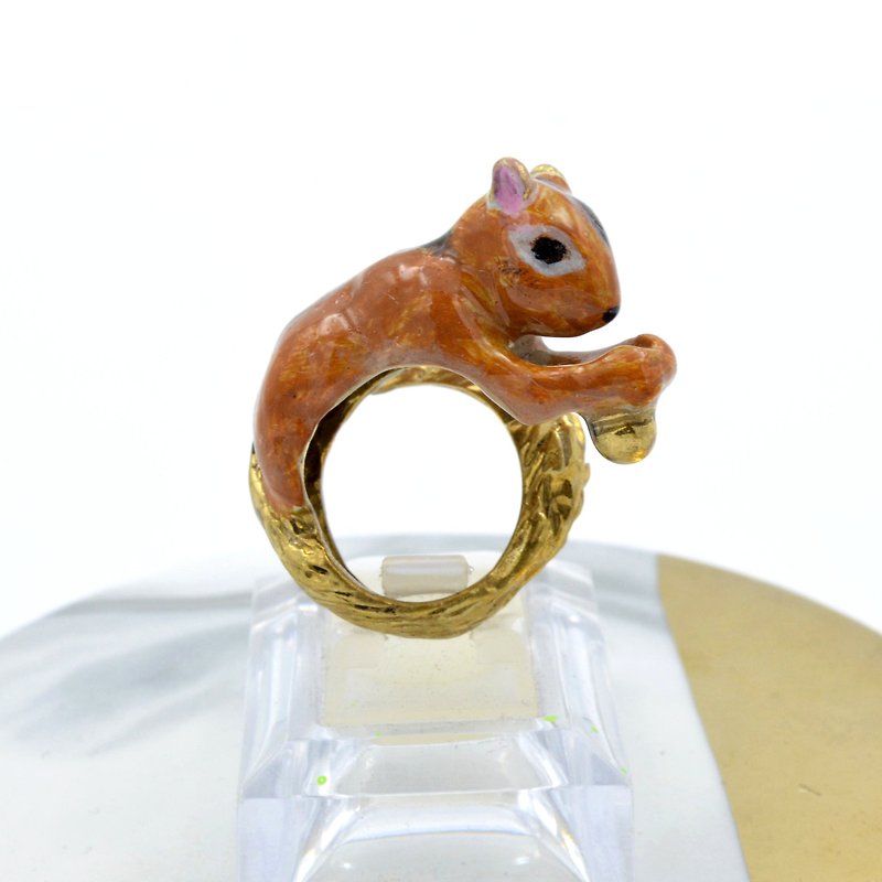 TIMBEE LO rhubarb Bronze squirrel tail ring ring size can be adjusted flexion - แหวนทั่วไป - โลหะ สีทอง