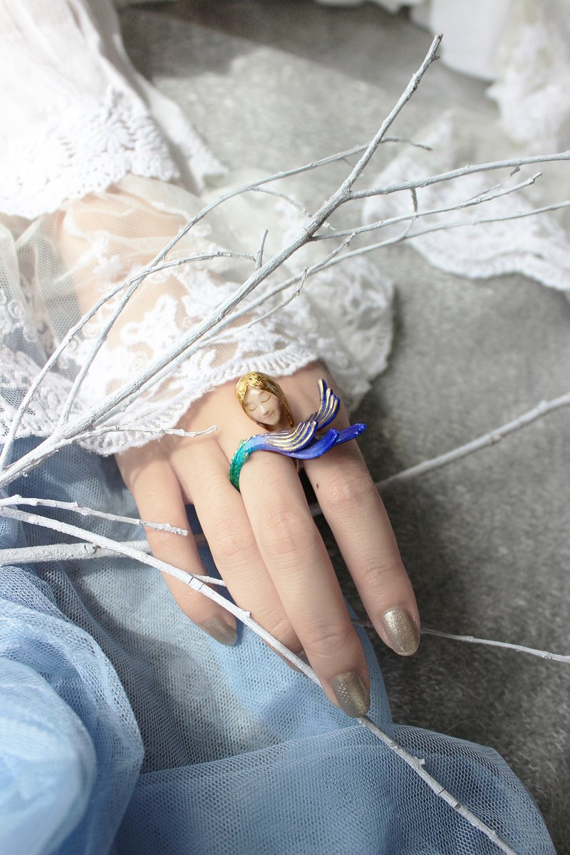 Mermaid Ring - 戒指 - 銅/黃銅 藍色