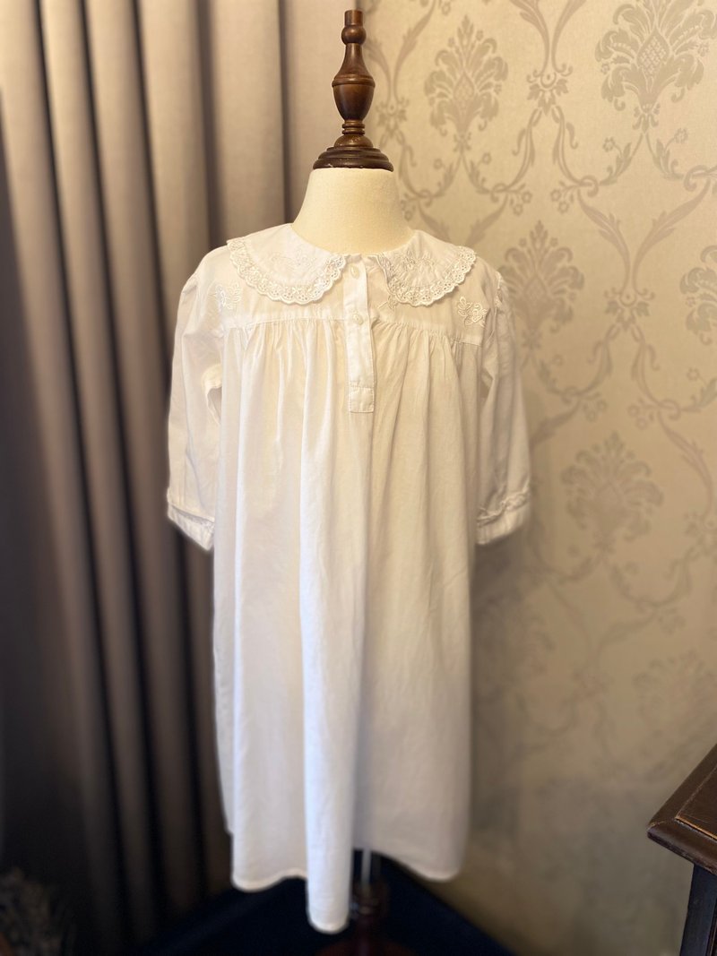 European style Peter Pan collar embroidered girls vintage tops and dresses - Skirts - Cotton & Hemp White