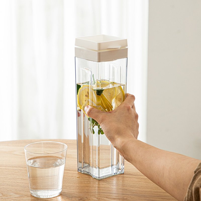 Japan Shuangshan Japanese-made square lid-free automatic water-dispensing cold kettle-1.1L - Teapots & Teacups - Plastic Transparent