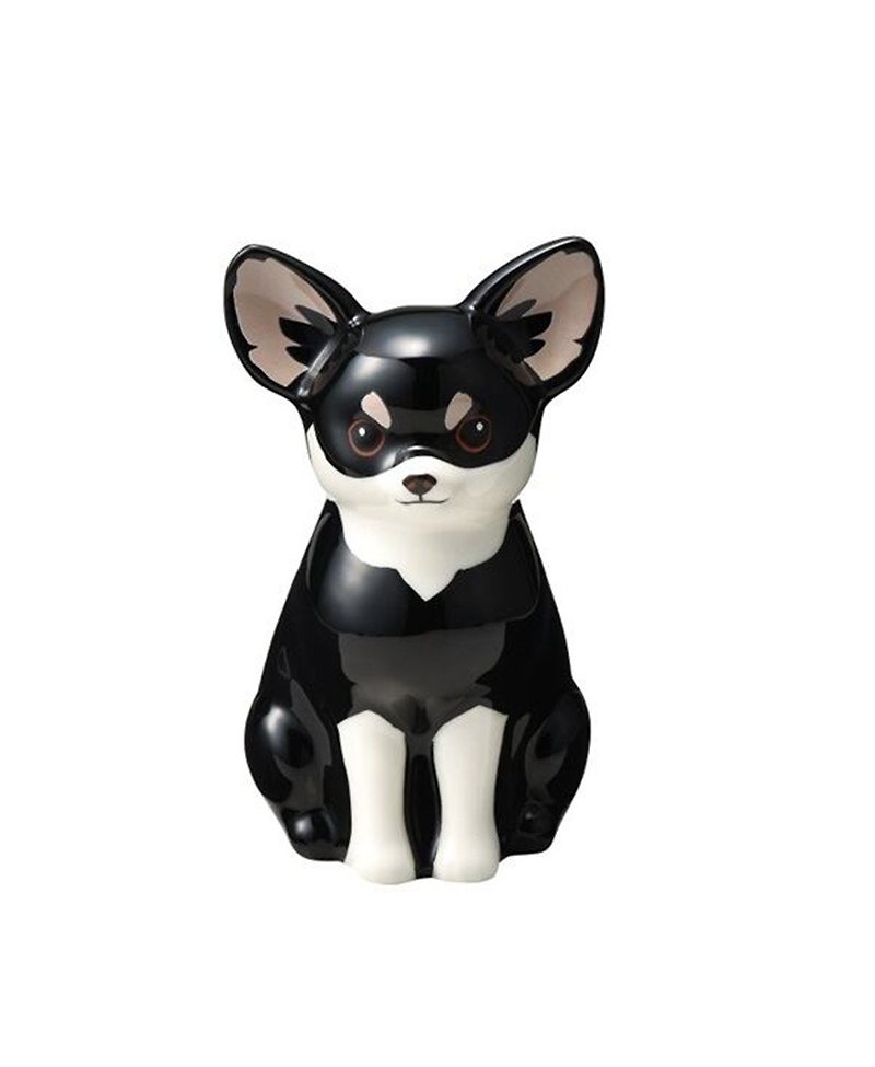 Japanese Magnets cute animal series ceramic pen holder vase decoration (black Chihuahua) - Pottery & Ceramics - Porcelain Black