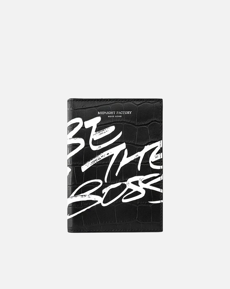 Be The Boss 鱷魚紋護照夾 - 護照夾/護照套 - 真皮 黑色