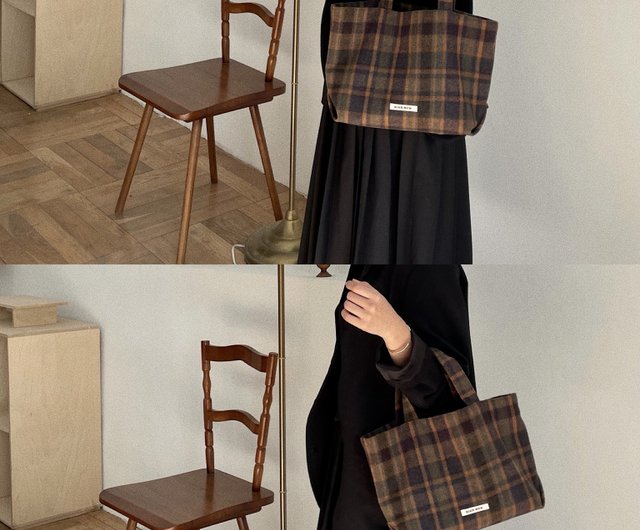 The Big Tote Bag - Checkered Dark Brown