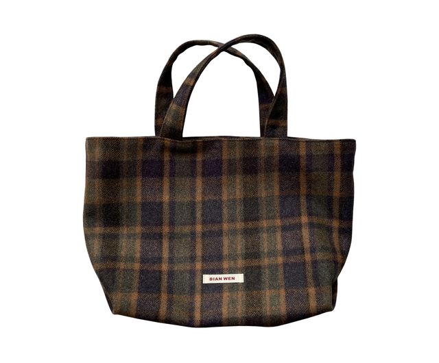 The Big Tote Bag - Checkered Dark Brown