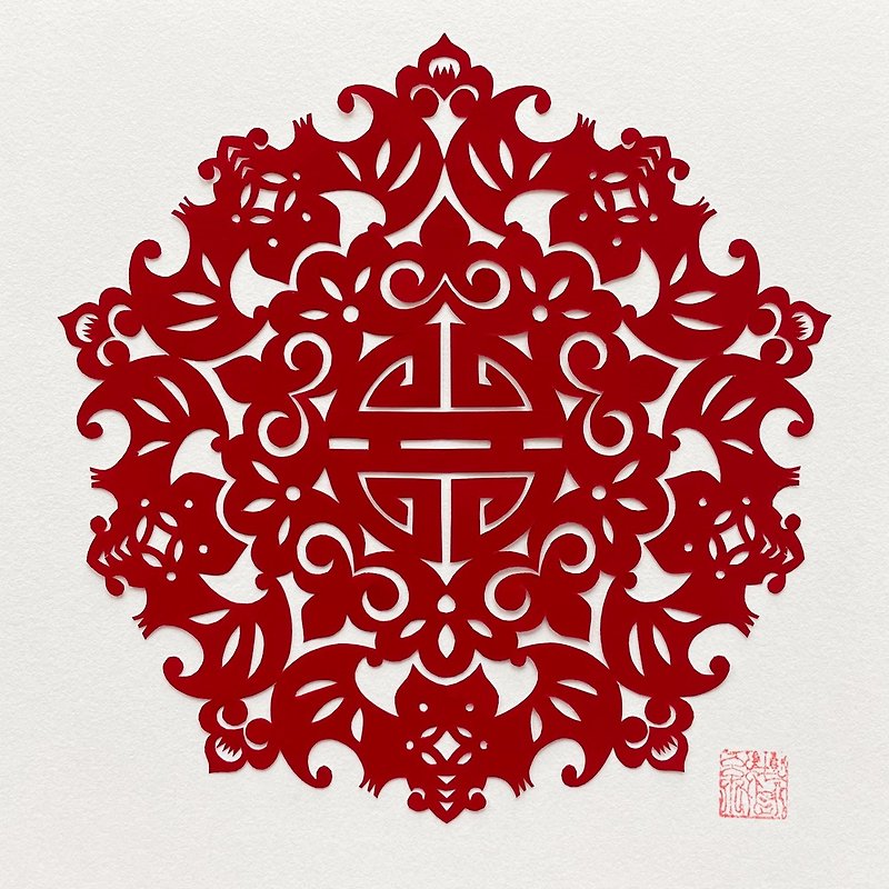 Made-to-order Kirigami Five Good Luck Dedicated Life - Posters - Paper Red