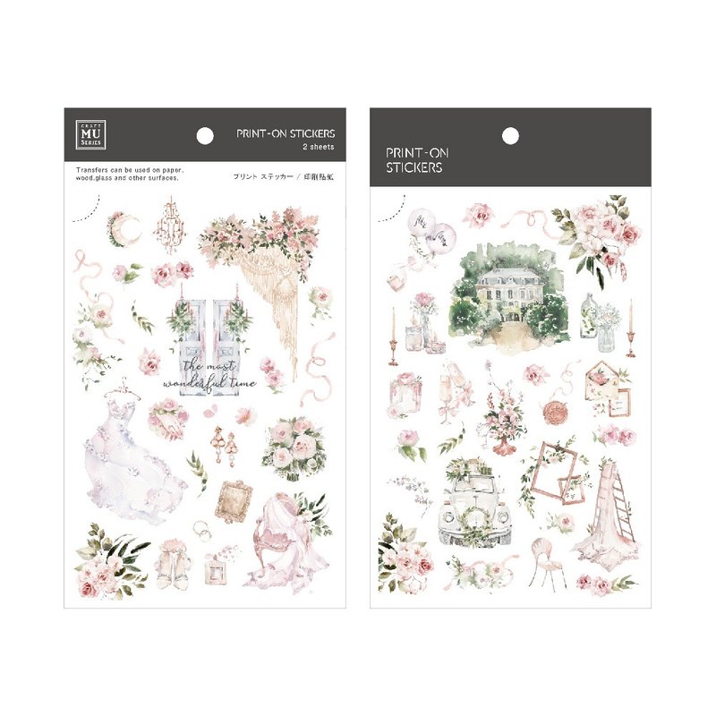 【Print-On Stickers 轉印貼紙】no.116-幸福的嫁紗 | 插畫師系列 - 貼紙 - 其他材質 粉紅色