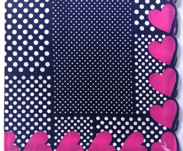 イヴ・サンローラン ヴィンテージ ハンカチ ポルカドット ハート 19 x