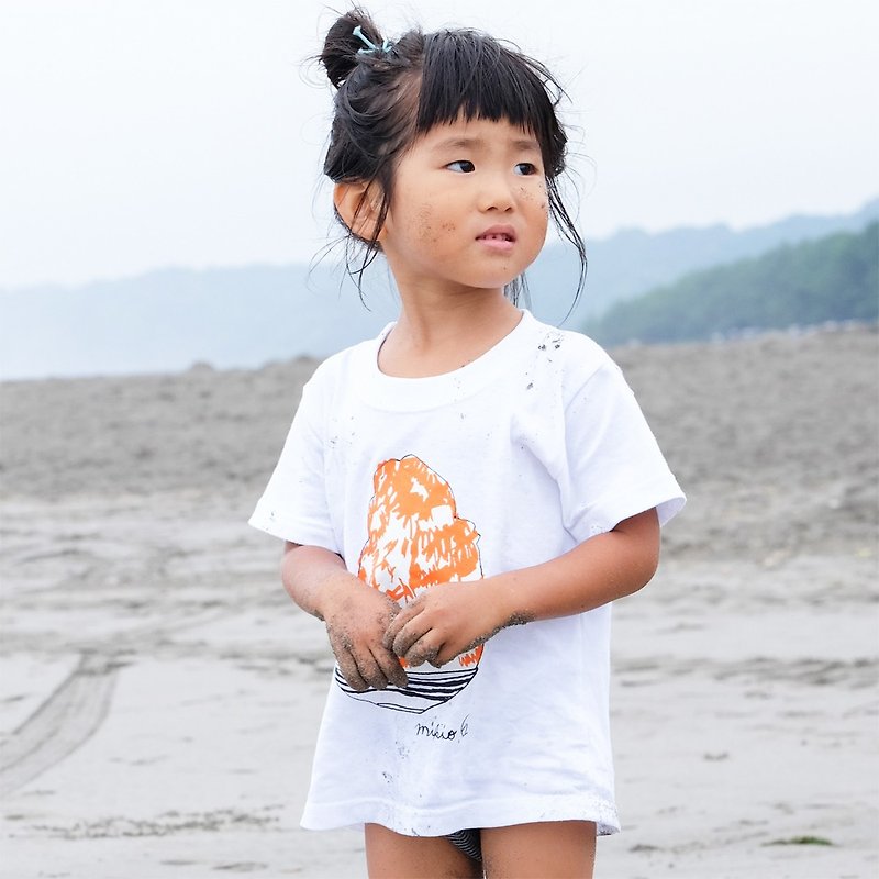 刨冰 Kakigori Shaved ice  Kids T-shirt Orange - Tops & T-Shirts - Cotton & Hemp White