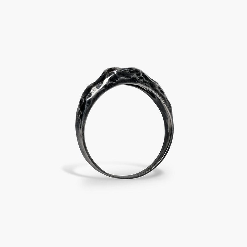 Facet Silver Ring L - 戒指 - 其他金屬 黑色