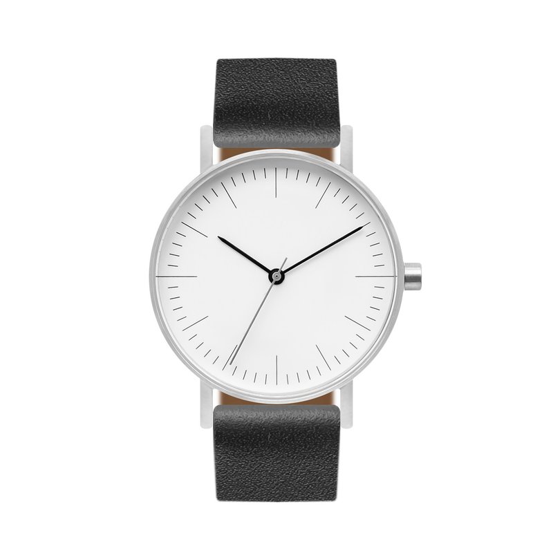 BIJOUONE B001 silver case white dial leather strap men's and women's stainless steel watch - นาฬิกาผู้หญิง - สแตนเลส สีเงิน