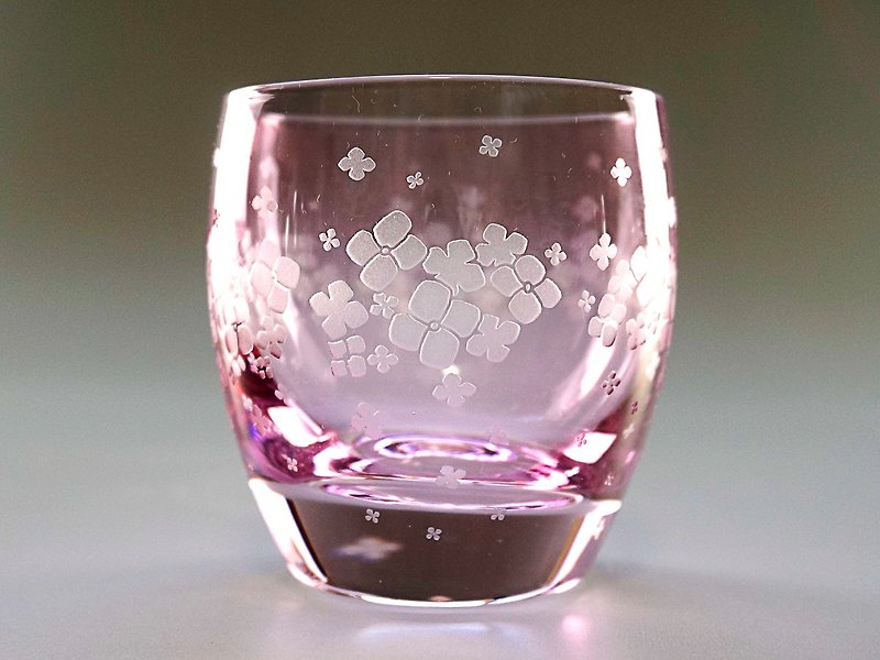 紫陽花のお猪口【薄紅】 - 酒杯/酒器 - 玻璃 粉紅色