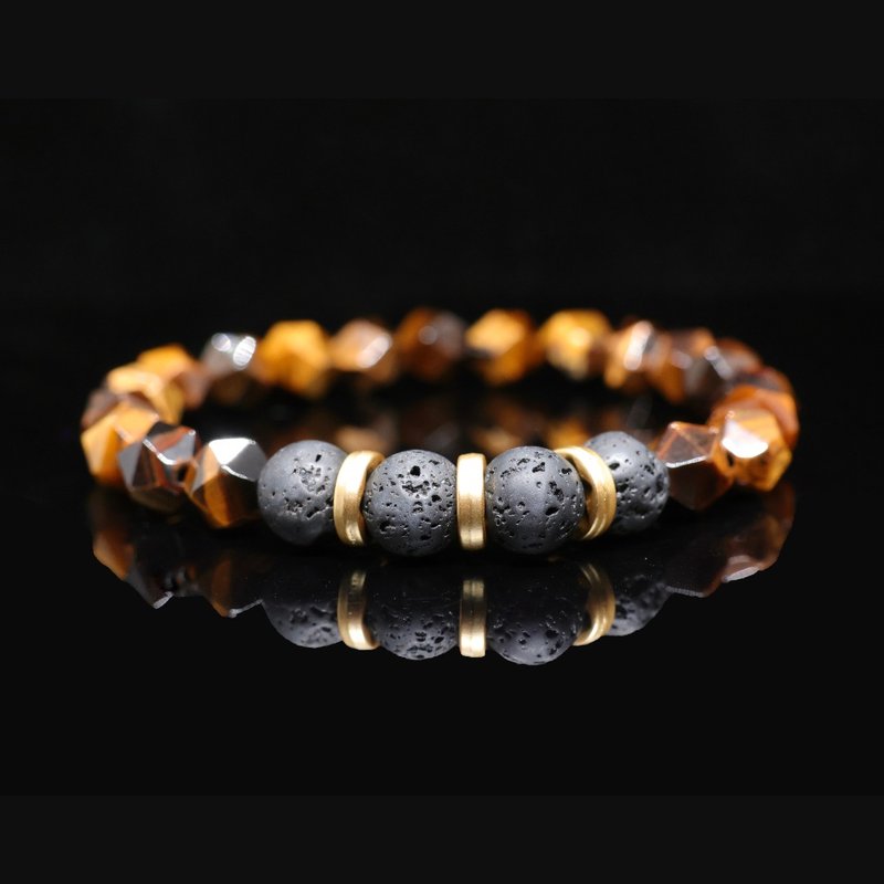 【Heirs of The Sun】Unique Faceted Tigerite Bracelet - สร้อยข้อมือ - คริสตัล 