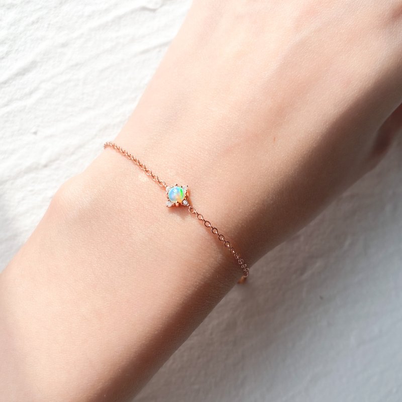 / Encounter with you/ Opal Opal 925 Sterling Silver Natural Stone Bracelet - สร้อยข้อมือ - เงินแท้ สีน้ำเงิน