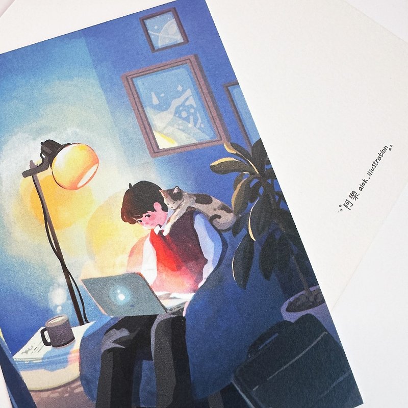 Alone at night | postcard - การ์ด/โปสการ์ด - กระดาษ สึชมพู