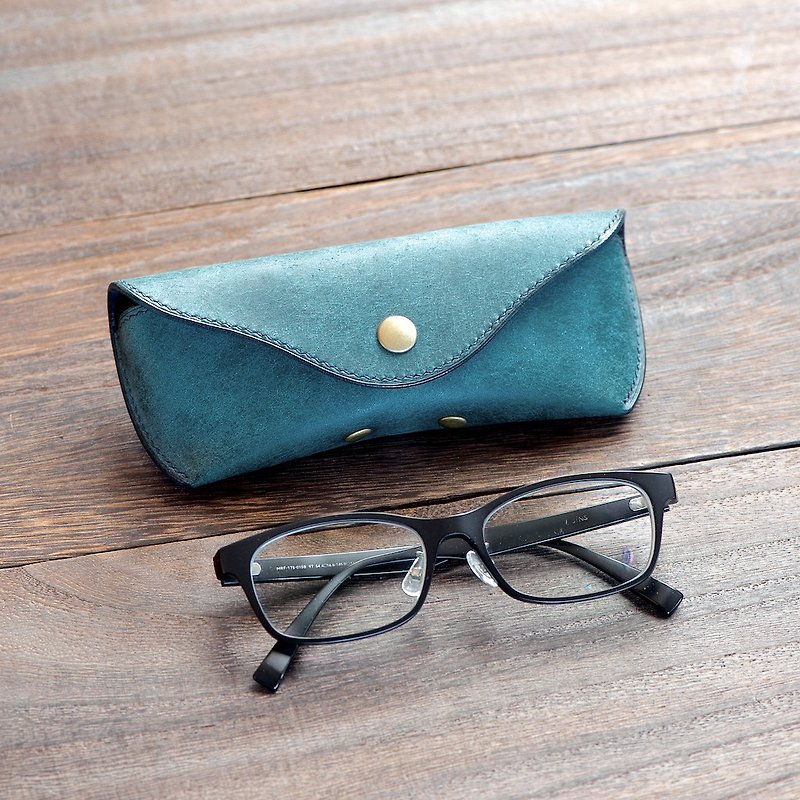 High quality glasses case Pueblo Petrolio - Glasses & Frames - Genuine Leather Blue