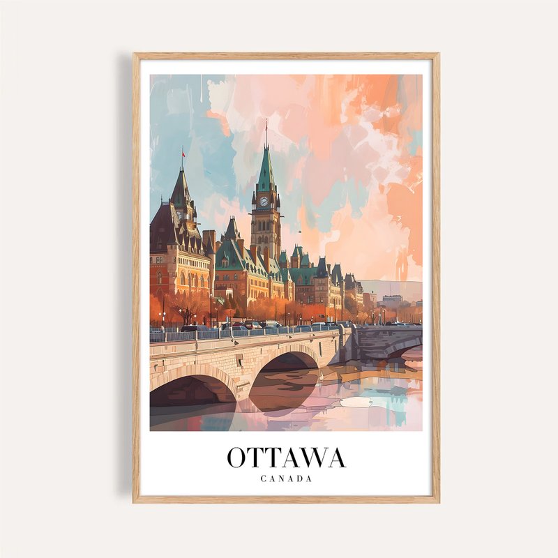 渥太華秋日之橋 Ottawa Autumn Bridge / 城市景觀插畫海報 掛畫 - 海報/掛畫/掛布 - 紙 