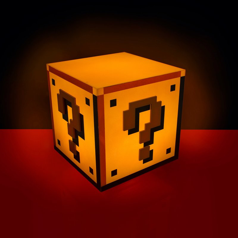 【New Arrival 】Super Mario Brothers Question Block Night Light orTable Lamp - Lighting - Plastic Orange