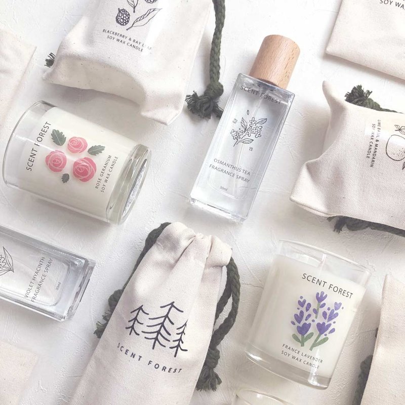 【Goody Bag 】香氛噴霧加大豆蠟燭雙入 - 福袋組合 - 9折優惠 - 香氛蠟燭/燭台 - 玻璃 白色