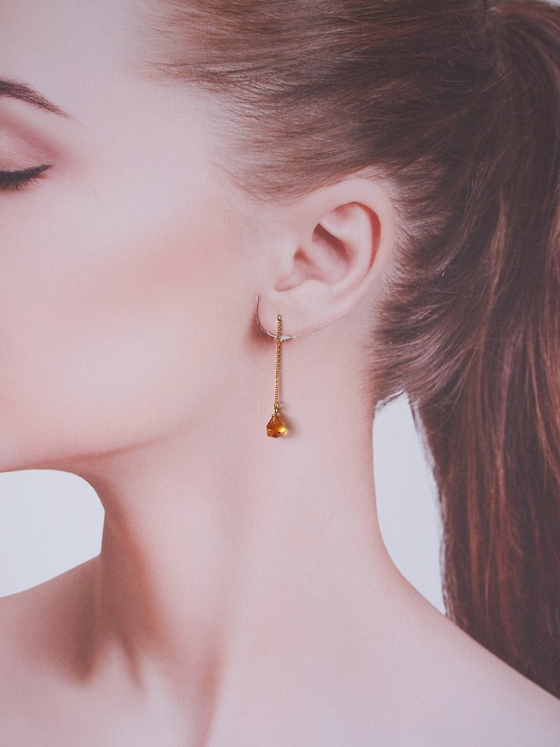 1点もの　Orange Natural Stone earrings　ピアス - 耳環/耳夾 - 石頭 橘色