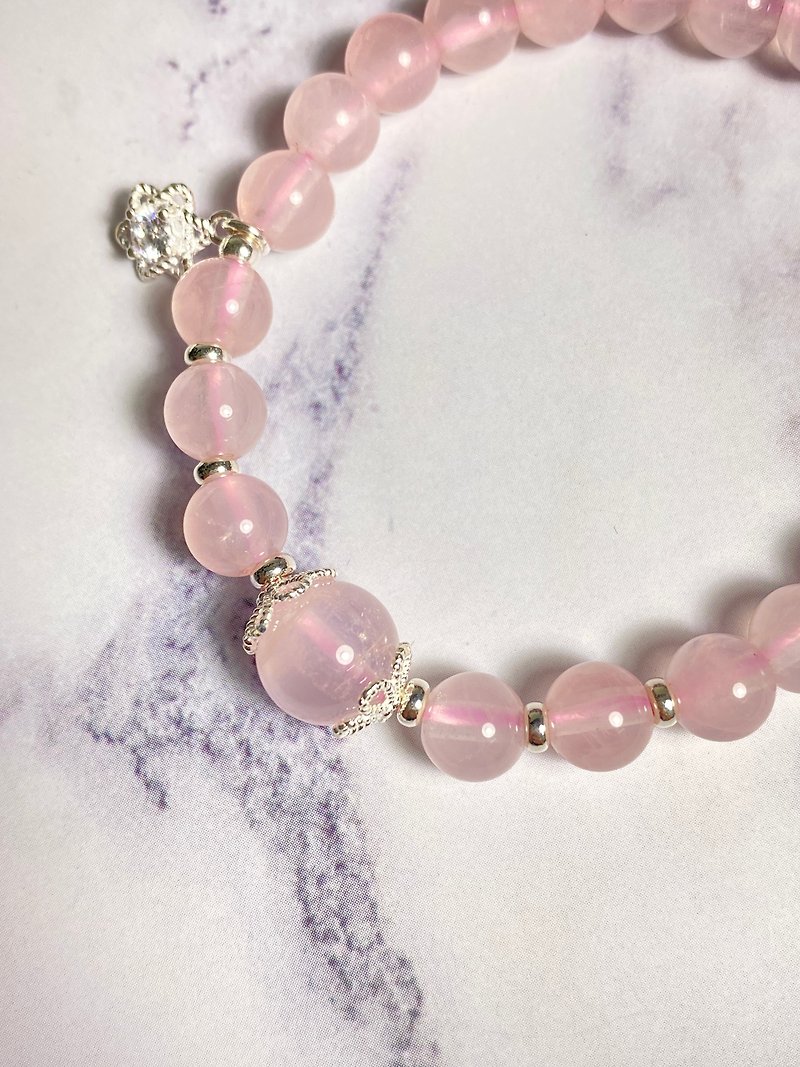 Fast shipping natural pink crystal x925 silver bracelet pink crystal bracelet - Bracelets - Crystal 