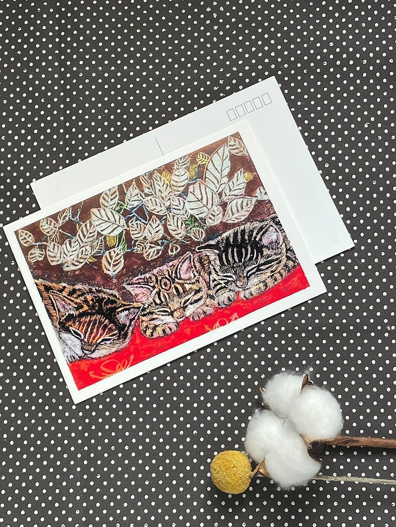 【An afternoon in autumn---Sweet Cats No. 5】Cat postcard - การ์ด/โปสการ์ด - กระดาษ 