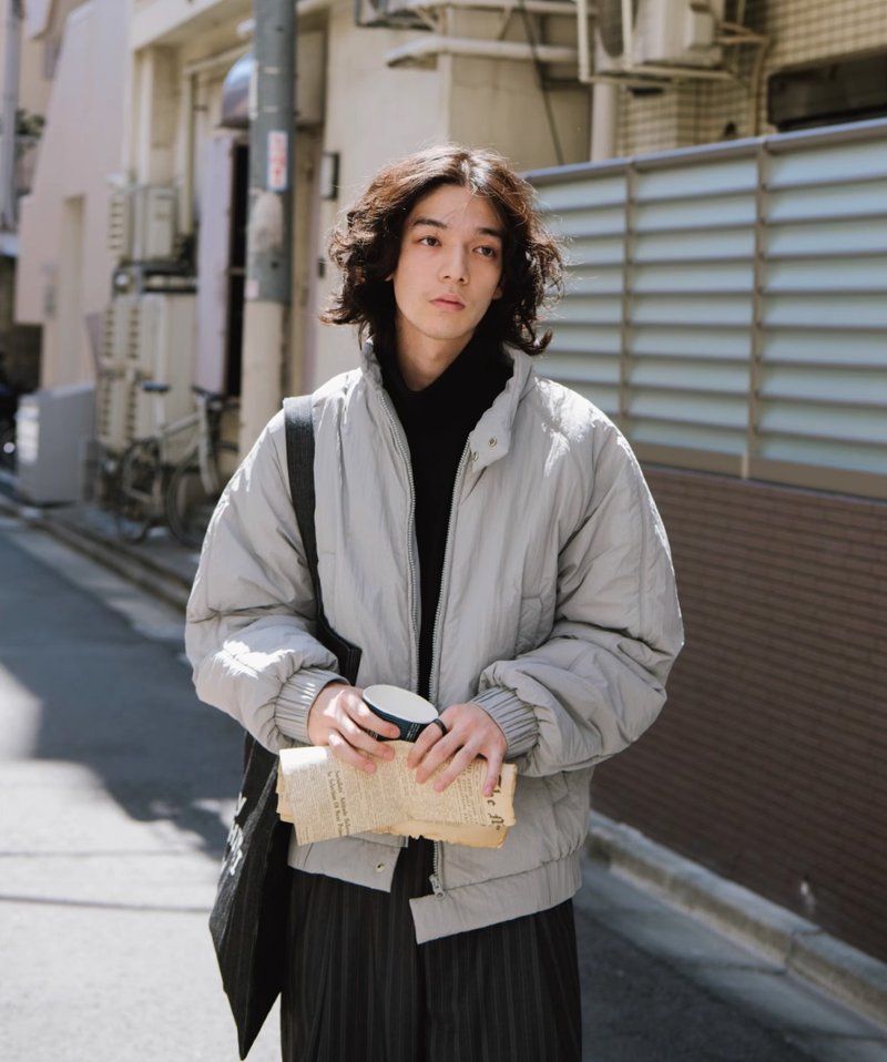 風輕 復古弧形棉衣夾克 - 男夾克/外套 - 其他材質 灰色