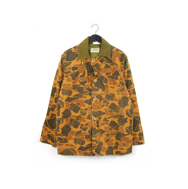 Back to Green:: Camouflage safari jacket // Vintage - เสื้อเชิ้ตผู้ชาย - ผ้าฝ้าย/ผ้าลินิน 