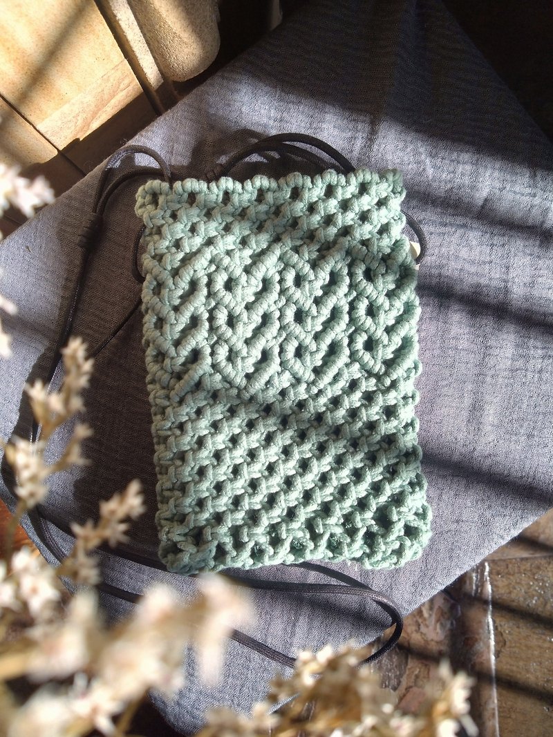 Love texture carry-on bag - กระเป๋าแมสเซนเจอร์ - ผ้าฝ้าย/ผ้าลินิน สีเขียว