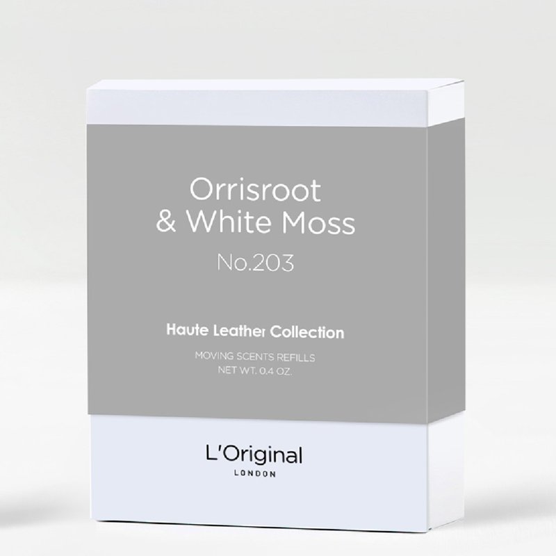 英国 L'オリジナル最高品質牛革カーフレグランスマシン補充- オリスルートとホワイトモス - アロマ・線香 - サステナブル素材 グレー