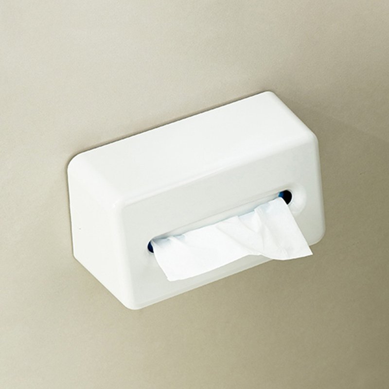 Japanese Shuangshan drill-free nail-marking wall-mounted desktop dual-use Tissue Box - Tissue Boxes - Plastic White