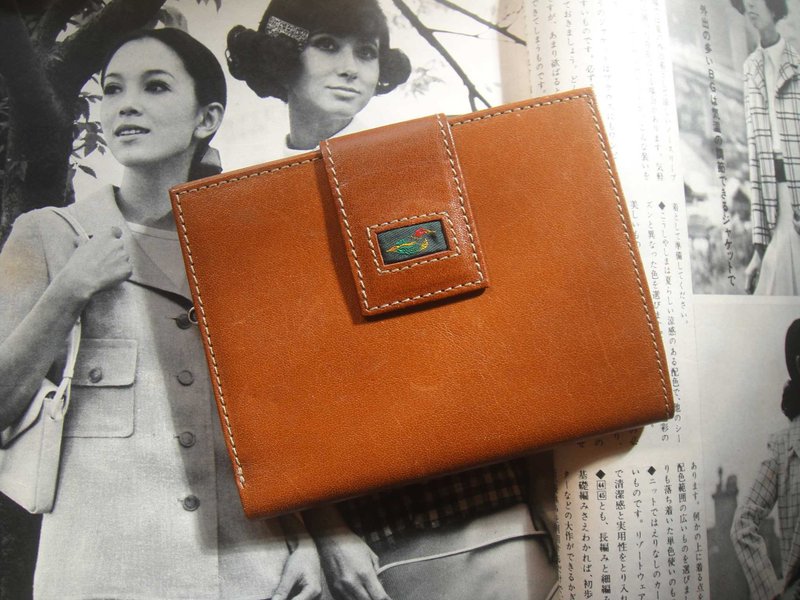 [Old Time OLD-TIME] Early second-hand old bag leather short wallet - Wallets - Other Materials Multicolor