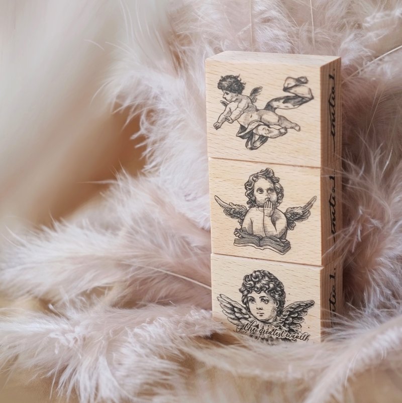 [Ode] in1 original hand account stamp retro angel series landscaping wooden stamp - Stamps & Stamp Pads - Wood 