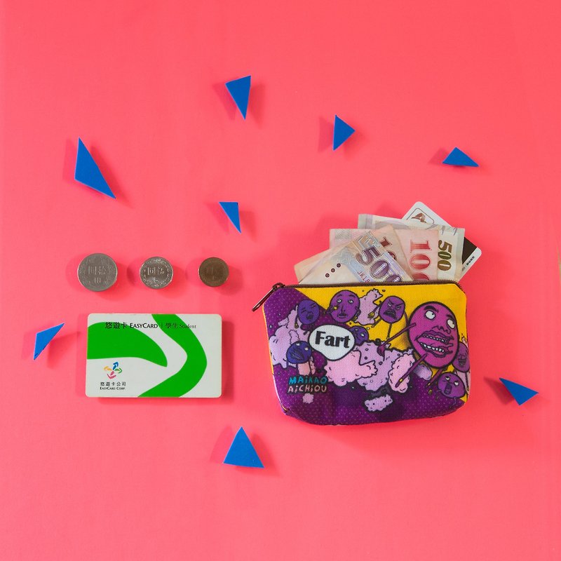 【Coin purse - Grape soda】 Coin purse / MKAC - กระเป๋าใส่เหรียญ - ผ้าฝ้าย/ผ้าลินิน สีม่วง