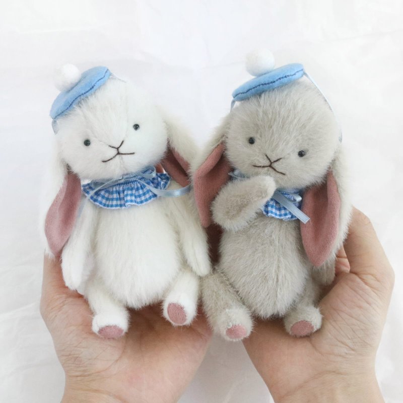 (Material package with teaching) Handmade five-joint teddy bear bunny DIY material package drawings - Knitting, Embroidery, Felted Wool & Sewing - Other Materials White