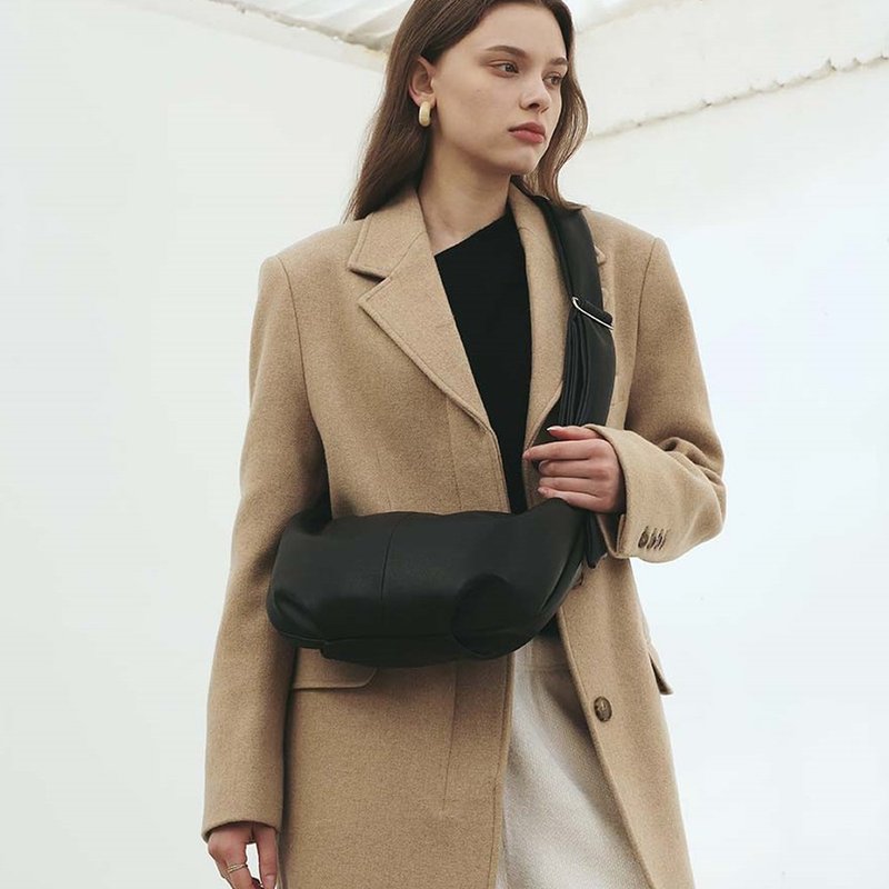 韓國製 MUR Shell Bag Vegan Leather 包包 (BLACK) - 側背包/斜背包 - 環保材質 