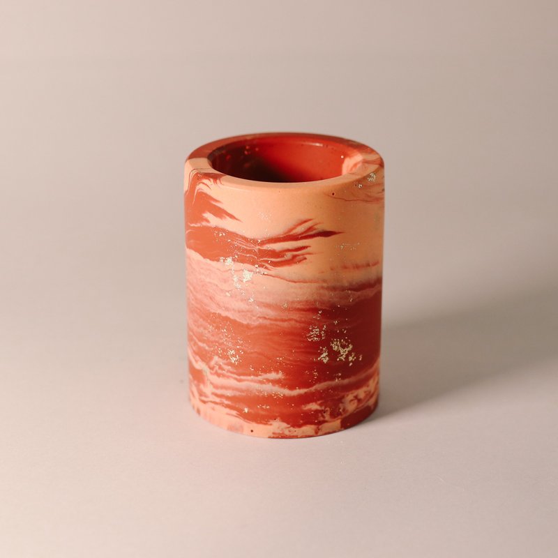 台灣再生石材系列  摩洛哥風情系列 撒哈拉流金筆筒 - 筆筒/筆座 - 環保材質 橘色