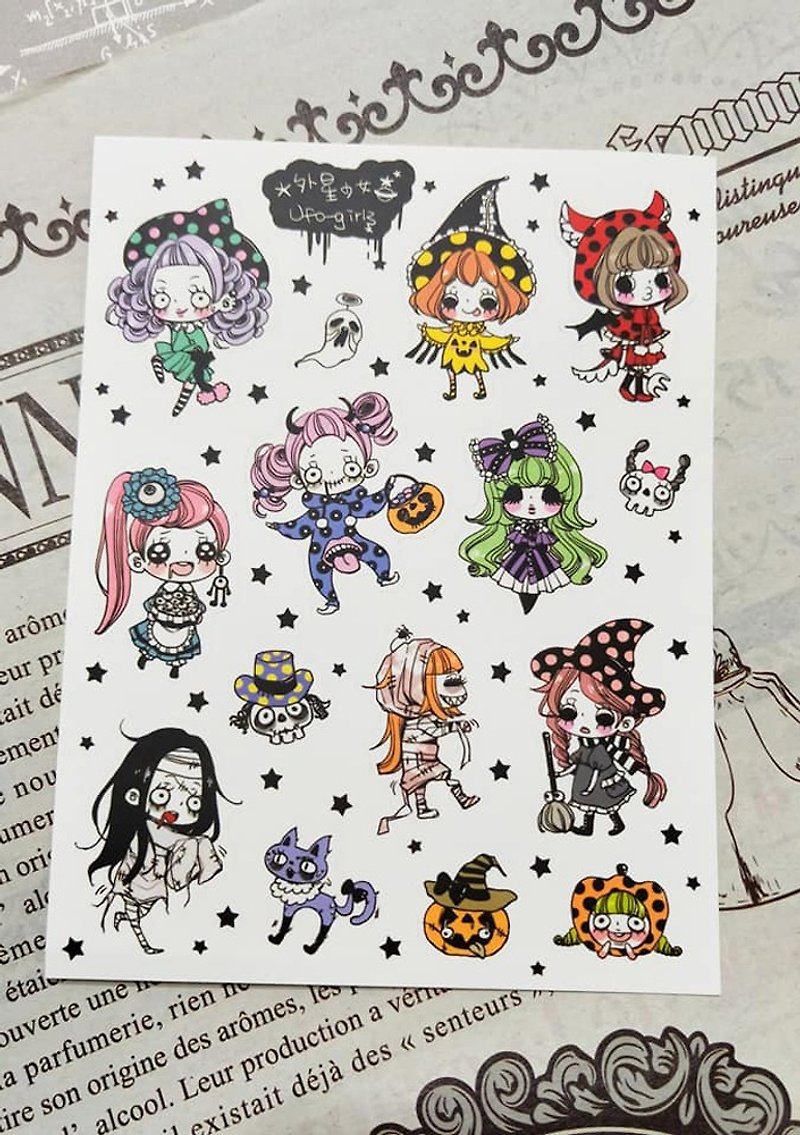 Girl Halloween Cut-out sticker - สติกเกอร์ - กระดาษ สีดำ