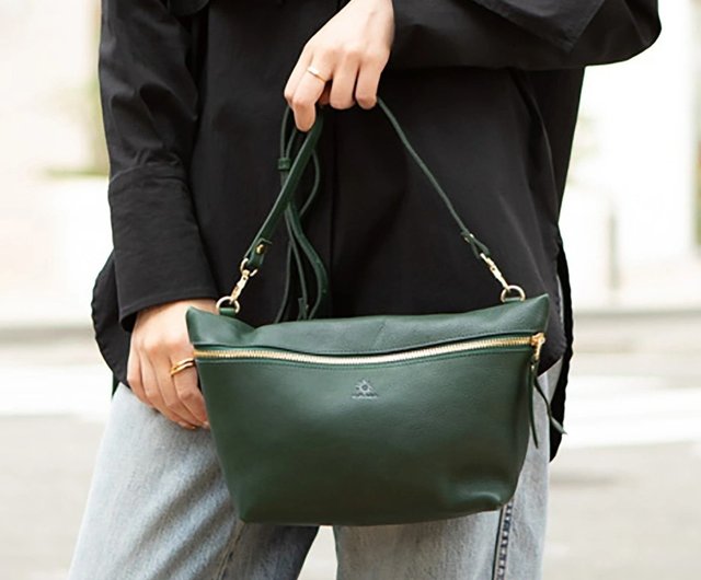 ショルダーバッグタンニンレザー牛革ポーチ鞄shoulder Bag Messenger Bag Backpack Green Hab015 設計館leather Goods Shop Hallelujah 側背包 斜背包 Pinkoi